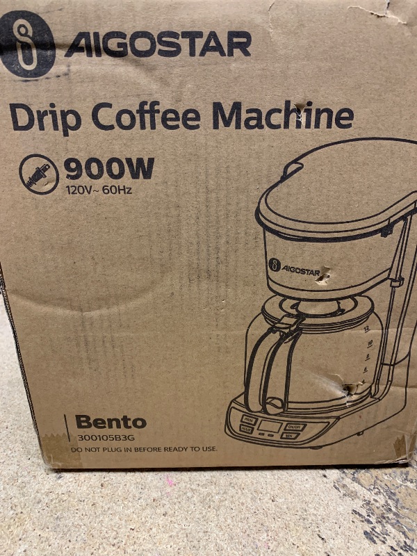 Photo 1 of Aigostar Programmable Coffee Maker, 12 Cup Coffee Maker with Glass Carafe, Auto Pause Drip Coffee Maker, 24H Timer and Auto Keep Warm Small Coffee Maker with Permanent Filter, Black