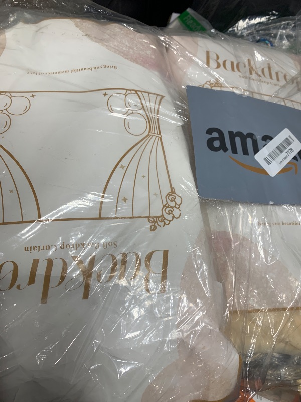 Photo 1 of Champagne Tulle Photo Backdrop Curtain with Lights String for Parties Wedding Bridal Shower Sheer Champagne Curtain Backdrop for Birthday Baby Shower Photo Booth Photography 30ft x 8ft