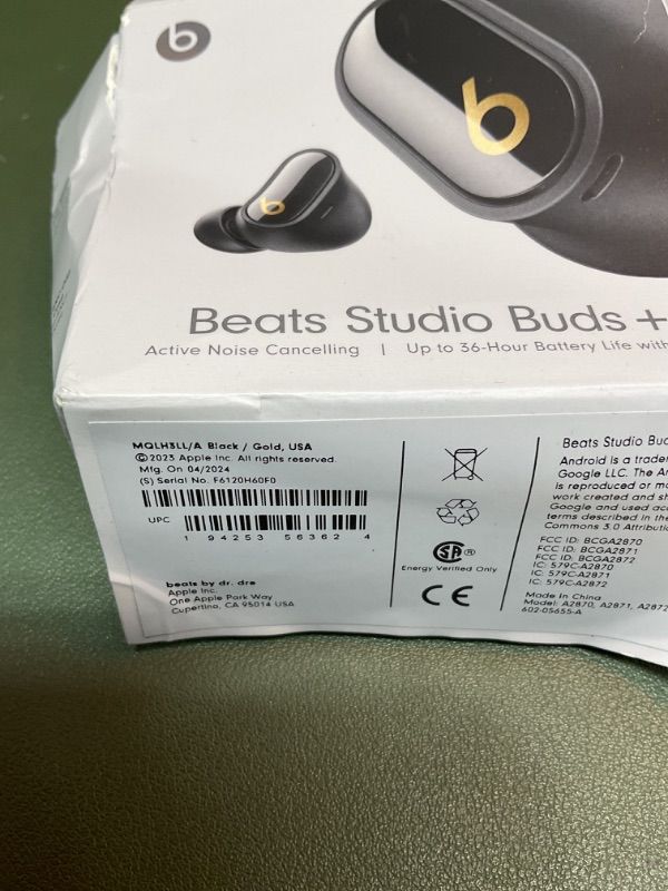 Photo 3 of Beats Studio Buds + | True Wireless Noise Cancelling Earbuds, Enhanced Apple & Android Compatibility, Built-in Microphone, Sweat Resistant Bluetooth Headphones, Spatial Audio - Black/Gold