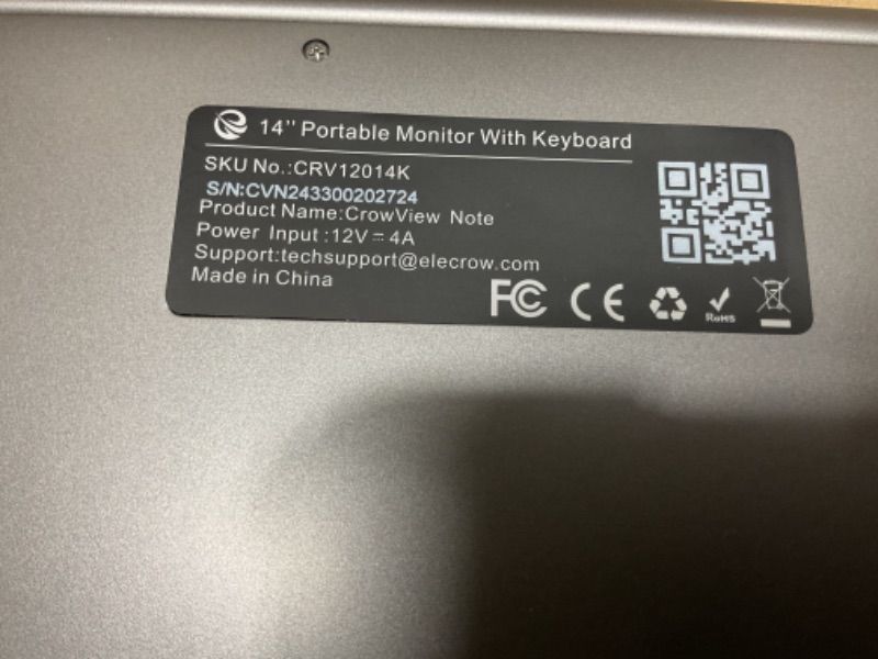 Photo 1 of ELECROW Portable Monitor 14" 1080P FHD USB C Portable Laptop Monitor w/Keyboard Built-in Battery Computer Display IPS External Gaming Monitor for Phone PC Mac Xbox Switch - CrowView Note