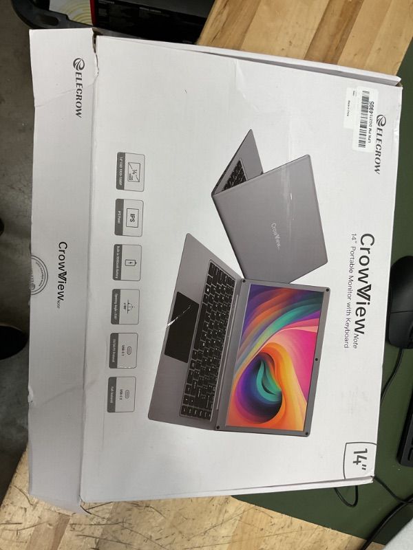 Photo 1 of ELECROW Portable Monitor 14" 1080P FHD USB C Portable Laptop Monitor w/Keyboard Built-in Battery Computer Display IPS External Gaming Monitor for Phone PC Mac Xbox Switch - CrowView Note