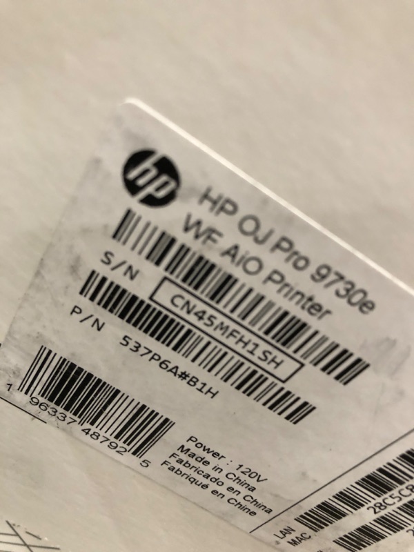 Photo 1 of HP OfficeJet Pro 9730e Wide Format Wireless All-in-One Color Inkjet Printer, Print, scan, Copy up to 11x17', ADF, Duplex Printing Best for Office, 3 Months of Instant Ink Included (537P6A)