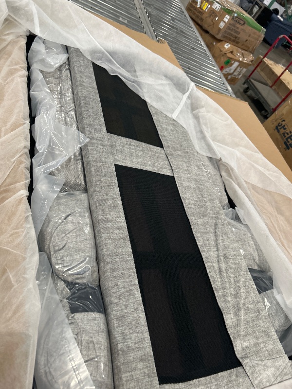Photo 1 of ***PARTS ONLY BOXES 1 & 2/3 ONLY***  Shintenchi U-Shaped Sectional Sofa with Double Chaise, 4-Seat Linen Fabric Living Room Furniture Set, High-Density Cushions for Ultimate Comfort & Modern Style, Striped Grey