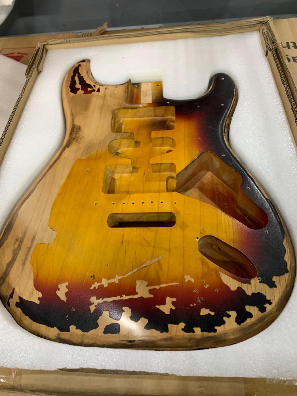 Photo 1 of Sunsmile Relic Electric Guitar Body Nitro Alder Strat Style HSH DIY Guitar Body 3 Tone Sunburst.