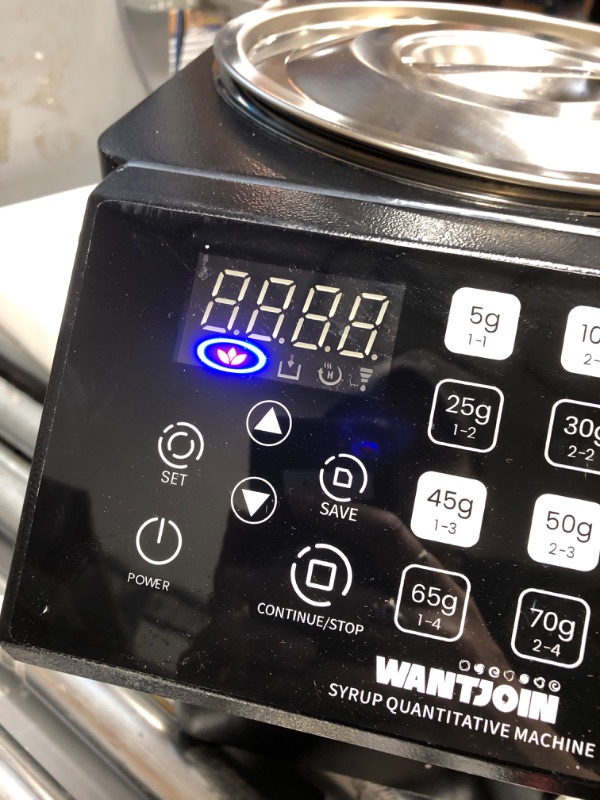 Photo 1 of WantJoin Automatic Fructose Dispenser for Commercial, Stainless Steel Syrup Dispenser for Bubble Tea Equipment, Fructose Quantitative Machine with Measuring Cup, 8.45QT, Black