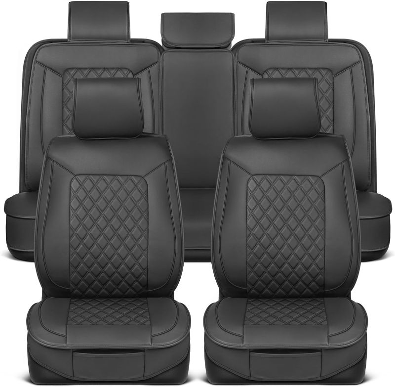 Photo 1 of ***STOCK PHOTO REFERENCE ONLY***Prestige Premium Seat Covers, Semi-Custom Fit Car Seat Covers Full Set, Automotive Interior Cover for Car Truck Van SUV, Made with Faux Leather for Superior Feel & Durability - Black