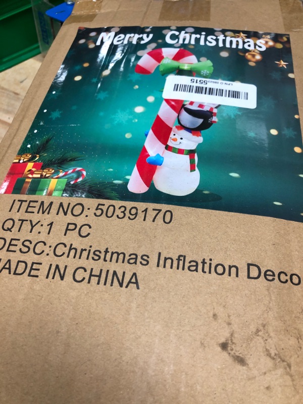 Photo 1 of Vipush 8.9 FT Christmas Inflatable Candy Cane Snowman Penguin with LED Lights for Christmas Decorations Blow Up Indoor Outdoor Yard Lawn Holiday Garden Decorations