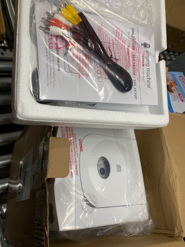 Photo 1 of Singing Machine Portable Karaoke Machine for Adults & Kids with Wired Microphone, White - Built-In Speaker, Bluetooth with LED Disco Lights - Karaoke System with CD+G Player & USB Connectivity