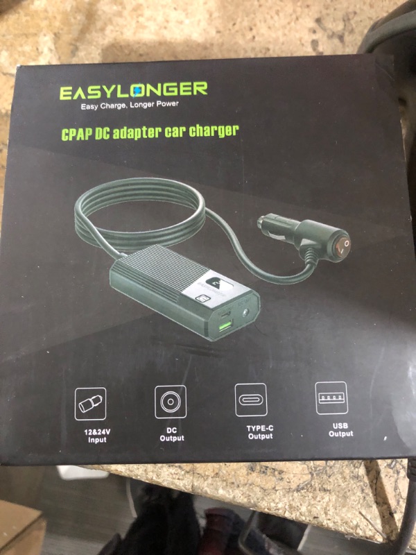Photo 1 of EASYLONGER Car Adapter for CPAP, DC 12/24V Converter CPAP Power Cord, 84W Car Charger with 4 DC CPAP Cables for ResMed S9/ AirSense 10/ AirCurve 10/ AirMini/AirSense 11/ Philips Dreamstation etc