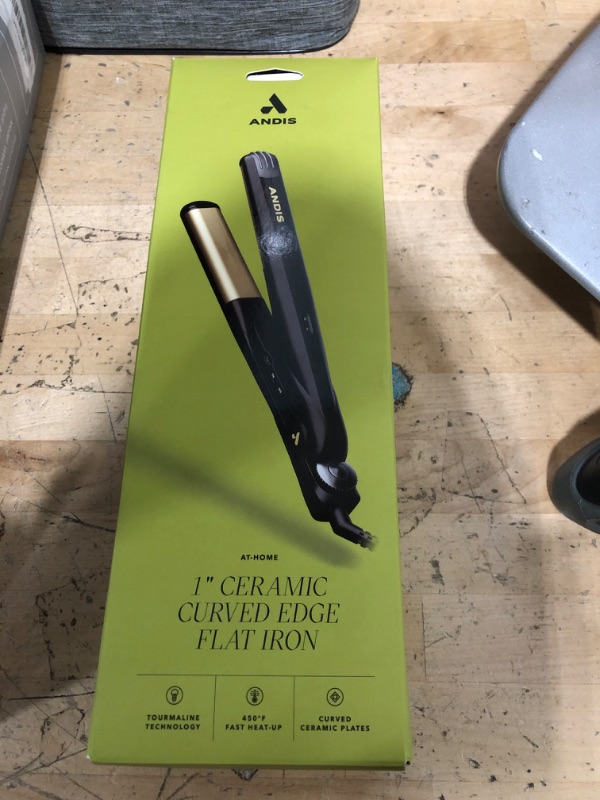 Photo 1 of Andis 67695 Professional Curved Edge, 1-inch 450ºF High Heat Tourmaline Nano-Ceramic Hair Flat Iron with Dual Voltage and Auto Shut-Off - Frizz-Free Ceramic Hair Straightener - Black/Gold