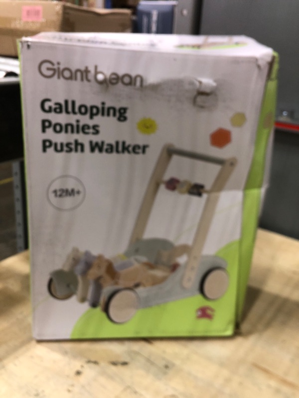 Photo 2 of (FAIR) Wooden Baby Walker for Boys Girls Ages 1-3, Galloping Ponies Push and Pull Activity Walker Adjustable Speed, Baby Push Walker for Toddler Kids Motor Skills & Creativity