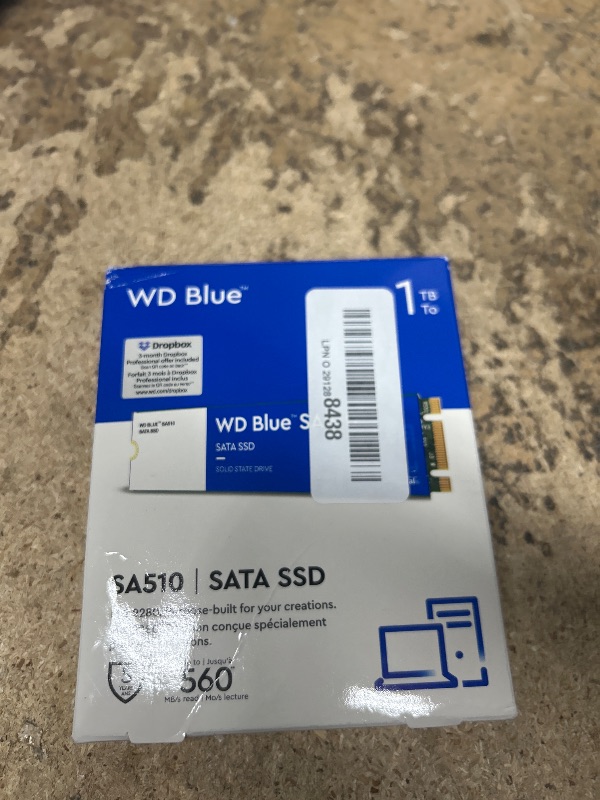 Photo 1 of Western Digital 1TB WD Blue SA510 SATA Internal Solid State Drive SSD - SATA III 6 Gb/s, M.2 2280, Up to 560 MB/s - WDS100T3B0B