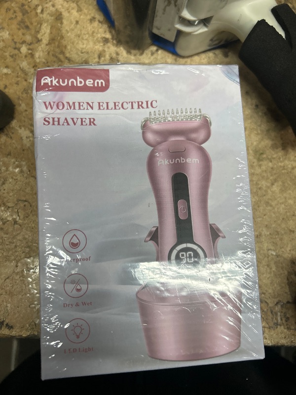 Photo 1 of **** FACTORY SEALED *** Akunbem Electric Shaver for Women for Legs Bikini Trimmer Electric Razors for Women Underarm Public Hairs Rechargeable Womens Shaver Wet Dry Use Painless Cordless with Detachable Head (Pink)