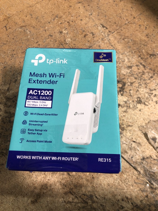 Photo 1 of TP-Link AC1200 WiFi Extender, 2024 Wirecutter Best WiFi Extender, 1.2Gbps home signal booster, Dual Band 5GHz/2.4GHz, Covers Up to 1500 Sq.ft and 30 Devices ,support Onemesh, One Ethernet Port (RE315)
