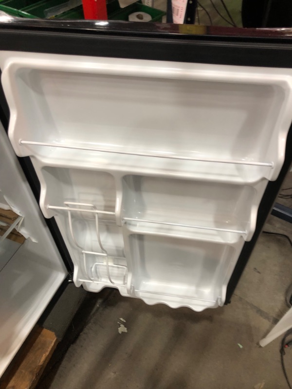 Photo 1 of GE Mini Fridge With Freezer | 4.4 Cubic Ft. | Single-Door Design With Glass Shelves, In-Door Can Rack & Small Freezer | Small Refrigerator Perfect for the Garage, Dorm Room, or Bedroom | Clean Steel