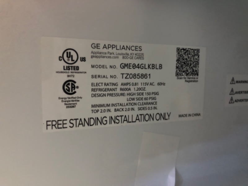 Photo 1 of GE Mini Fridge With Freezer | 4.4 Cubic Ft. | Single-Door Design With Glass Shelves, In-Door Can Rack & Small Freezer | Small Refrigerator Perfect for the Garage, Dorm Room, or Bedroom | Clean Steel