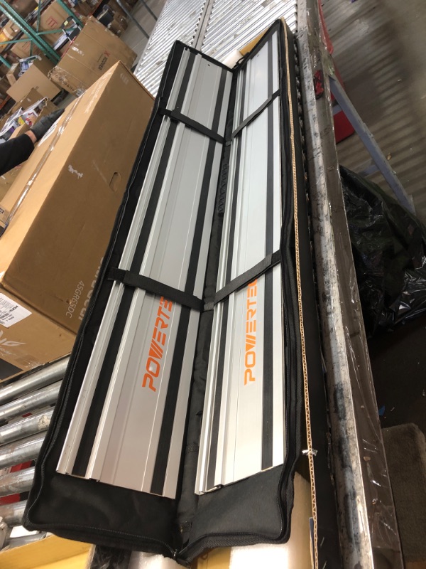 Photo 1 of POWERTEC 72152 110" Track Saw Guide Rail Joining Set with Protective Bag for DeWalt Track Saws | Includes 2x55" Guide Rails and (1) Guide Rail Connector for Woodworking Projects