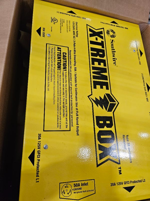 Photo 1 of Southwire X-treme Power Distribution Box, Temporary Power Box, 50-Amp, 125/250V, GFCI 6506UGSX