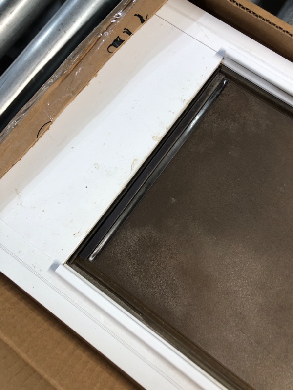 Photo 3 of ***HEAVILY USED AND DIRTY - MISSING HARDWARE - SEE PICTURES***
PetSafe Doggy Door for Sliding Glass Doors, Adjustable Height 75 7/8" to 81", No-Cut DIY Install, Aluminum Panel, Ideal for Renters, for Large Dogs Up to 100 lb., (White, Large)