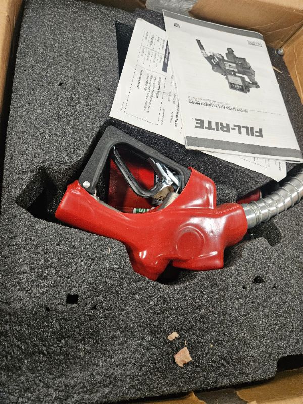 Photo 1 of Fill-Rite FR310VB 115V/230V 35 GPM Fuel Transfer Pump w/Discharge Hose & Automatic Nozzle (Red)