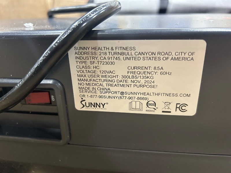 Photo 1 of *** SEE NOTES **** Sunny Health & Fitness Foldable 15 Level Auto Incline Treadmill, 20" Wide Running Belt, Quiet Brushless, Digital Display, 300 LB Weight Capacity, SunnyFit App Bluetooth Connection- SF-T723030