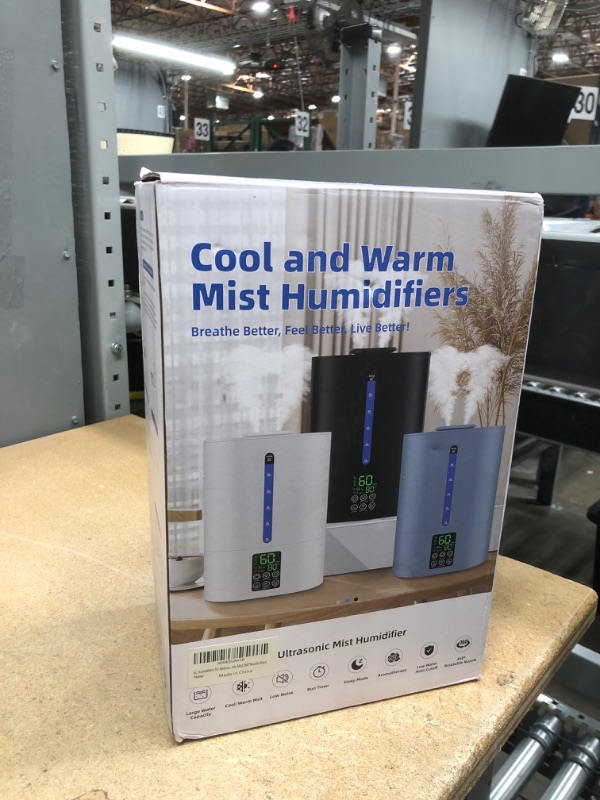 Photo 1 of 6L Humidifiers for Bedroom Large Room Home, Cool and Warm Humidifiers for Baby and Plants Mist Top Fill Desk Humidifiers Essential Oil Diffuser, Quiet with Adjustable Mist,360°Nozzle-Black