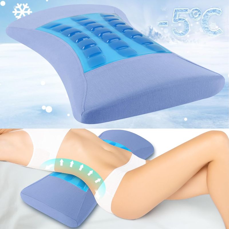 Photo 1 of (FAIR) Lumbar Support Pillow for Bed Relief Lower Back Pain with Cooling Gel: Sciatica Lower Back Pillow for Sleeping-Memory Foam Waist Pillow for Side/Back/Stomach Sleepers-Bed Rest Pillow for Car, Sofa
