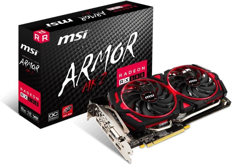 Photo 1 of MSI Gaming Radeon RX 580 256-bit 8GB GDRR5 DirectX 12 VR Ready CFX Graphics Card (RX 580 ARMOR MK2 8G OC)