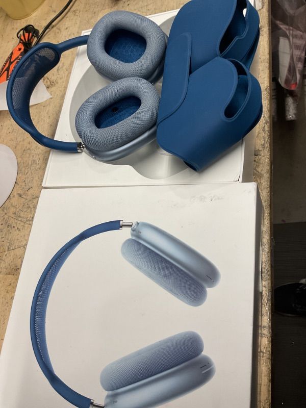 Photo 2 of Apple AirPods Max Wireless Over-Ear Headphones, Active Noise Cancelling, Transparency Mode, Personalized Spatial Audio, Dolby Atmos, Bluetooth Headphones for iPhone – Sky Blue