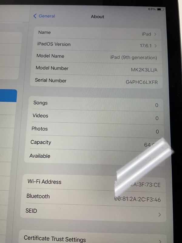Photo 6 of Apple iPad (9th Generation): with A13 Bionic chip, 10.2-inch Retina Display, 64GB, Wi-Fi, 12MP front/8MP Back Camera, Touch ID, All-Day Battery Life – Space Gray