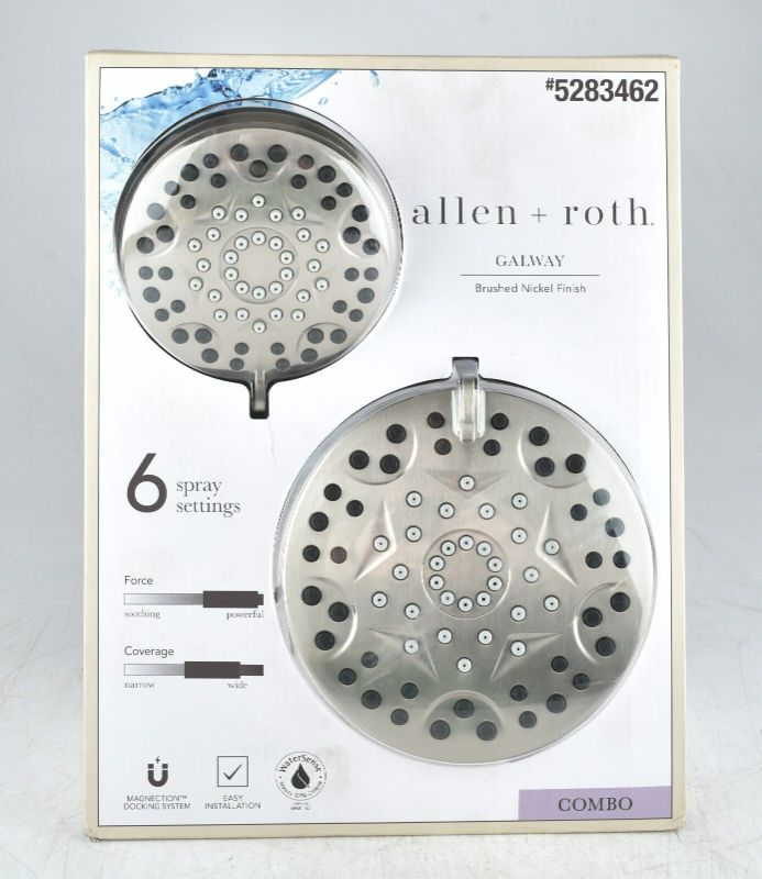 Photo 1 of *allen + Roth Galway Brushed Nickel Round Handheld Combo Shower Head #5283462
