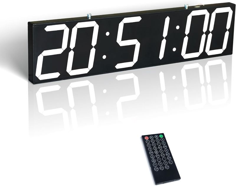 Photo 1 of 27.6in Double Side Digital Wall Clock, Multifunctional Led Digital Clock with Timer, Temperature and Date Display, Large Hanging Clock for Corridors, Stations, Hospitals (White)
