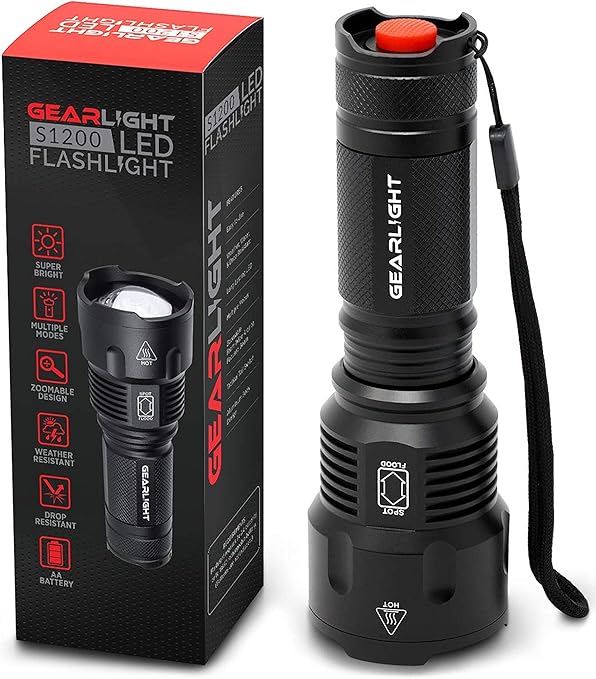 Photo 1 of GearLight High-Powered LED Flashlight S1200 - Mid Size, Zoomable, Water Resistant, Handheld Light - High Lumen Camping, Outdoor, Emergency Flashlights