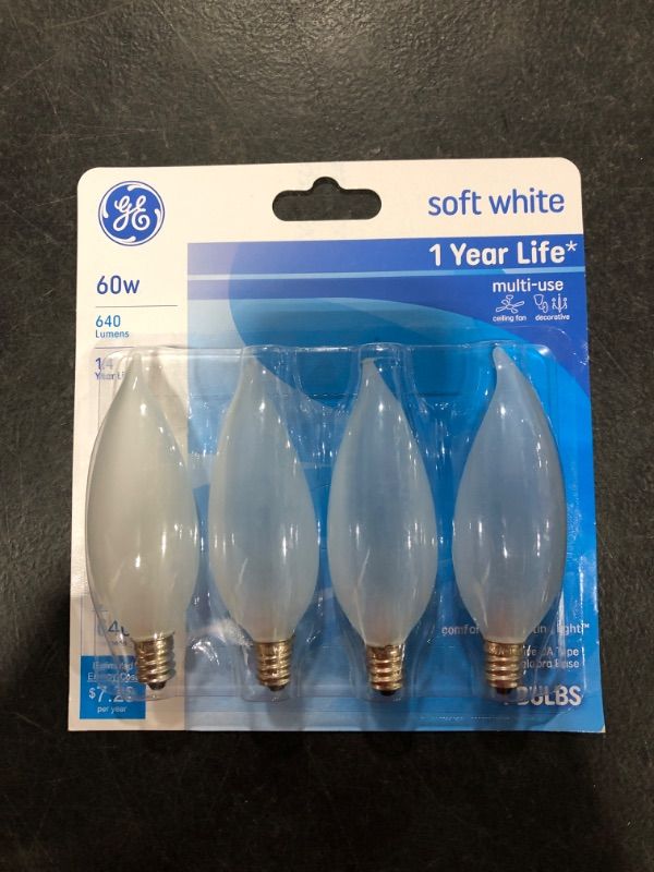 Photo 2 of 60w Incandescent Bent Tip Candelabra Base Light Bulb