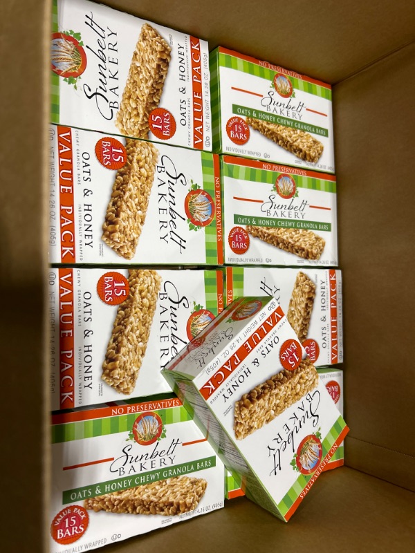 Photo 2 of ***EXPIRED AUG 2024 Sunbelt Bakery Oats & Honey Chewy Granola Bars, 14.26 Oz. 15 Count (Box of 1) Oats & Honey 15 Count (Pack of 9)