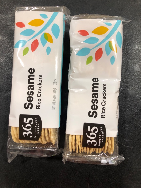 Photo 1 of 365 by Whole Foods Market, Sesame Rice Crackers, 3.57 Ounce (Pack of 2) exp date 11/10/2024