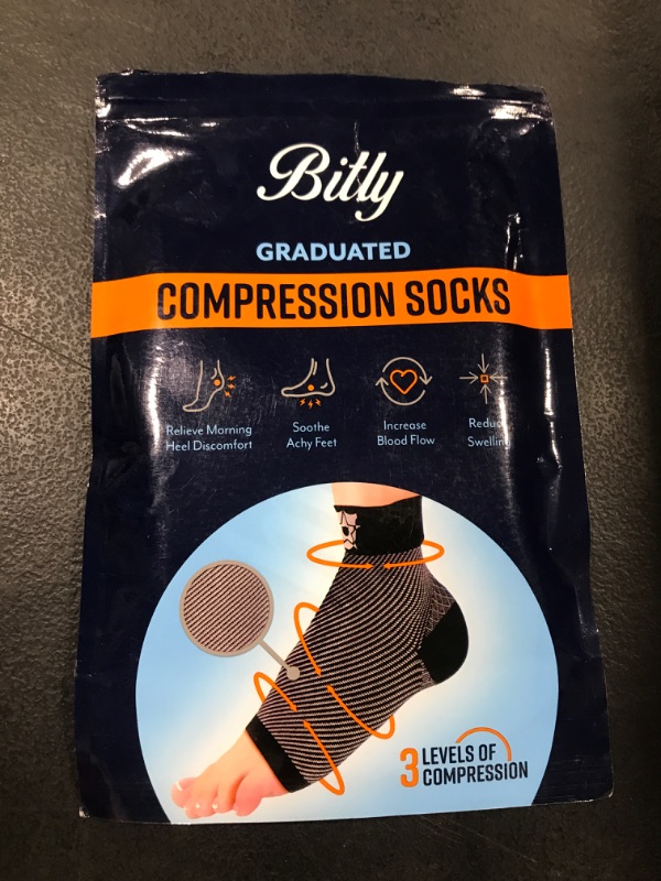 Photo 2 of Bitly Plantar Fasciitis for Women & Men Socks Foot & Ankle Compression Sleeve, Black, XL