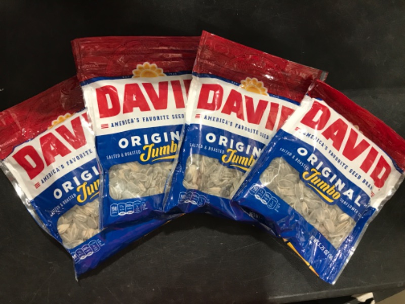 Photo 1 of 4 Pack David Sunflower Seeds 5.25 oz Resealable BB 2025
