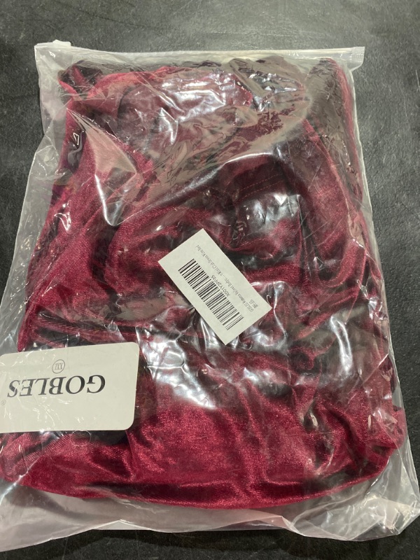 Photo 1 of GOBLES Womens Velvet Bodycon Ruched Sexy Off Shoulder Bodycon Mini Club Dress Wine Red XXL