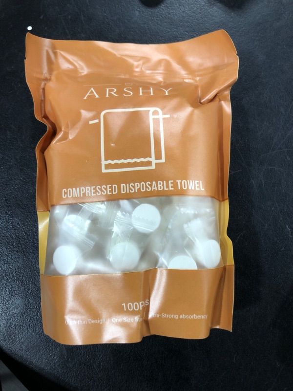 Photo 1 of ARSHY 100 PCs Compressed Towels, Mini Tablets Disposable Portable Face Towel Cotton Coin Tissue for Travel, Camping, Hiking, Sport, Beauty Salon, Magic towel and Outdoor Activities Off White 100 Count (Pack of 1)
