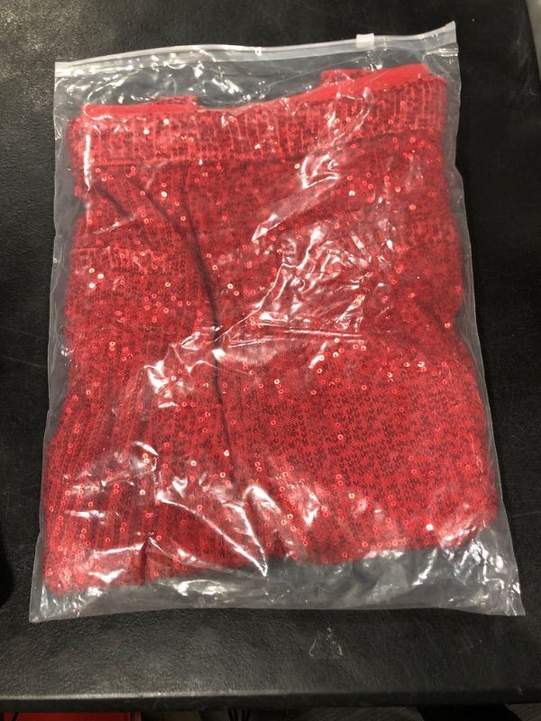 Photo 1 of Cicy Bell Women's Sequin Shorts Elastic High Waisted Zipper Loose Party Glitter Shiny Shorts Red SIZE XXL
