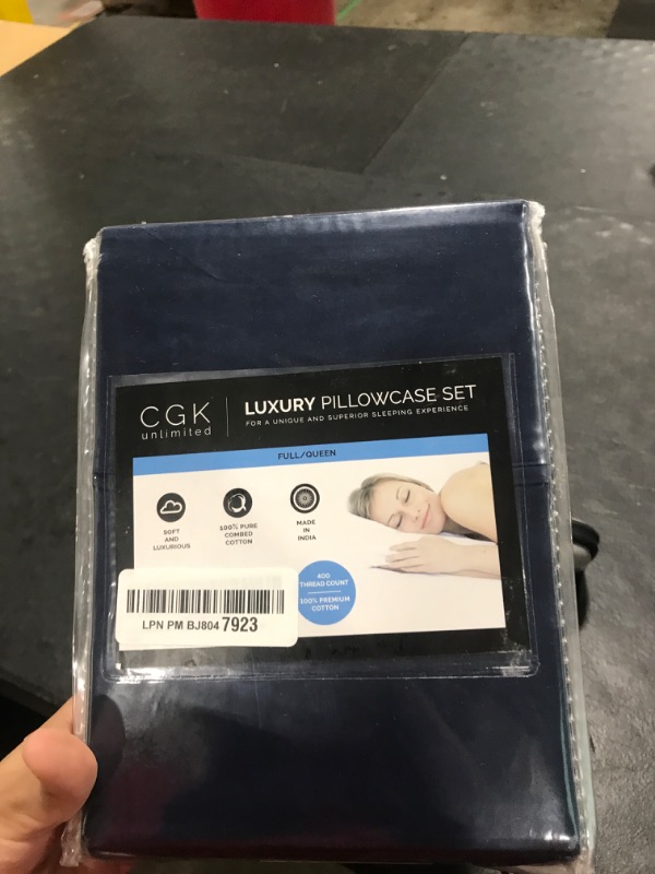 Photo 2 of 100% Cotton Pillow Cases Queen Size - Cooling, Breathable & Soft Pillowcase Covers Set of 2 - Extra Soft - 400 Thread Count Cotton - Machine Washable Protectors - Luxury Linen Pillowcases - Navy Blue