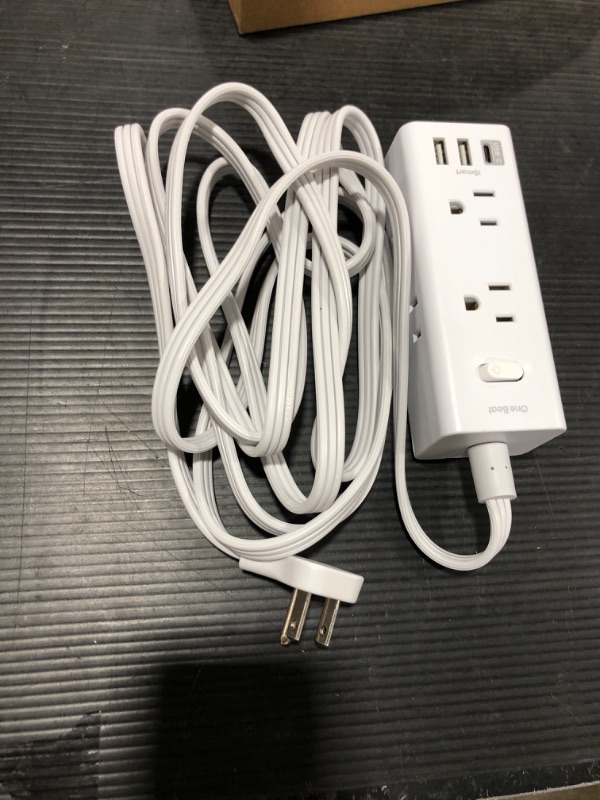 Photo 2 of 10Ft Extension Cord with Multiple Outlets, Flat Plug Power Strip Surge Protector with 10 Ft Long Cord, 6 Outlet 3 USB Ports (1 USB C), Multi Outlet Wall Plug for Travel, College, Dorm Room Essentials