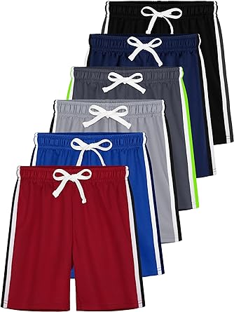 Photo 1 of 6 Pack Toddler Boys Athletic Shorts Boys Basketball Shorts Mesh Active Sports Gym Soccer Quick Dry Shorts for Summer