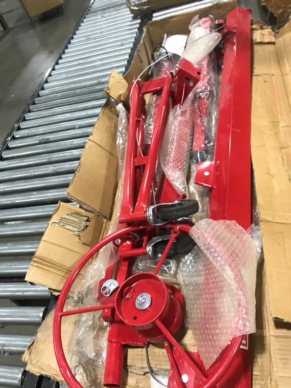 Photo 2 of 11ft Drywall Panel Hoist with Lockable Wheels Drywall Rolling Lifter with Jack Caster Construction, Red (11FT)