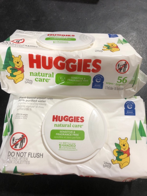 Photo 2 of 2 Pack Huggies Natural Care Fragrance Free Baby Wipes, 56 Count