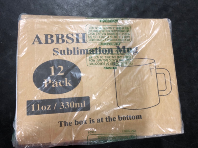 Photo 2 of ABBSH Sublimation Mugs, Sublimation White Coffee Mugs Tazas Para Sublimacion Blank 11 OZ With Box for for Coffee, Soup, Tea, Milk, Latte, Hot Cocoa Set of 12