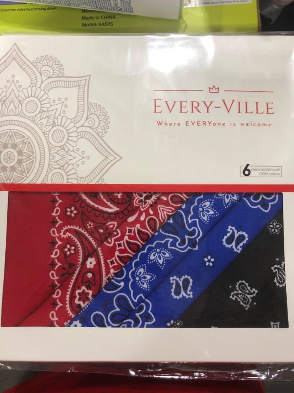 Photo 1 of 6 Pack Classic Cotton Bandanas in a Gift Box - 22x22in, Paisley, Red/Black/Blue - Western Cowboy Head Bandanna Scarf in Bulk