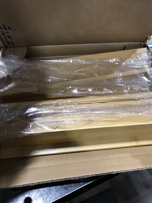 Photo 1 of Bamboo Spice Drawer Organizer, 4 Tier In Drawer Spices Rack for Cabinet Drawer Expandable From 13" to 26", Stackable Seasoning Storage Organizer Insert