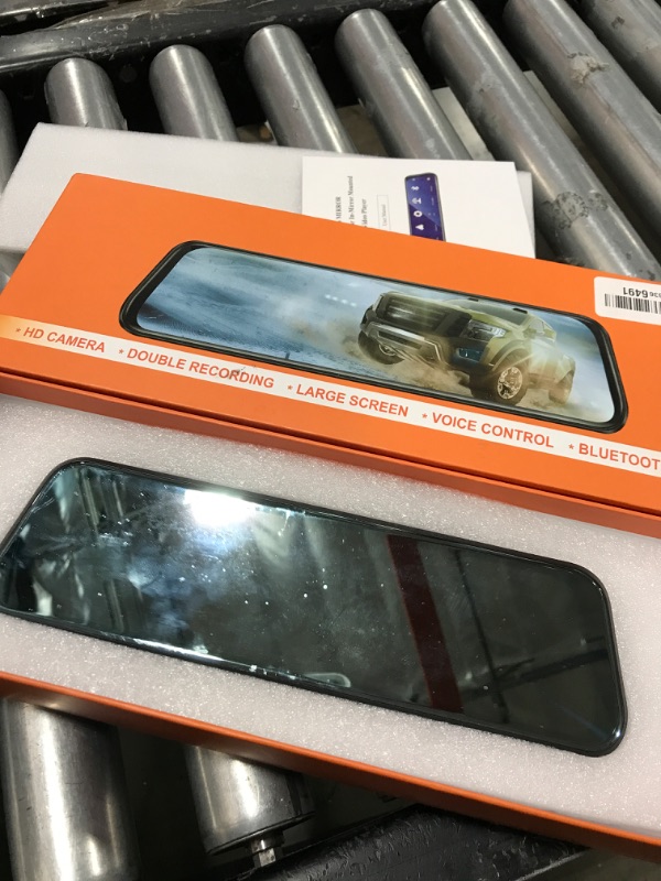 Photo 1 of Hikity Wireless Carplay Mirror Dash Cam Wireless Android Auto, 9.66 Inch IPS Touchscreen Front Rear View Mirror Camera Carplay for Cars Trucks with 64G Card/Voice Control -- MISSING PIECES 